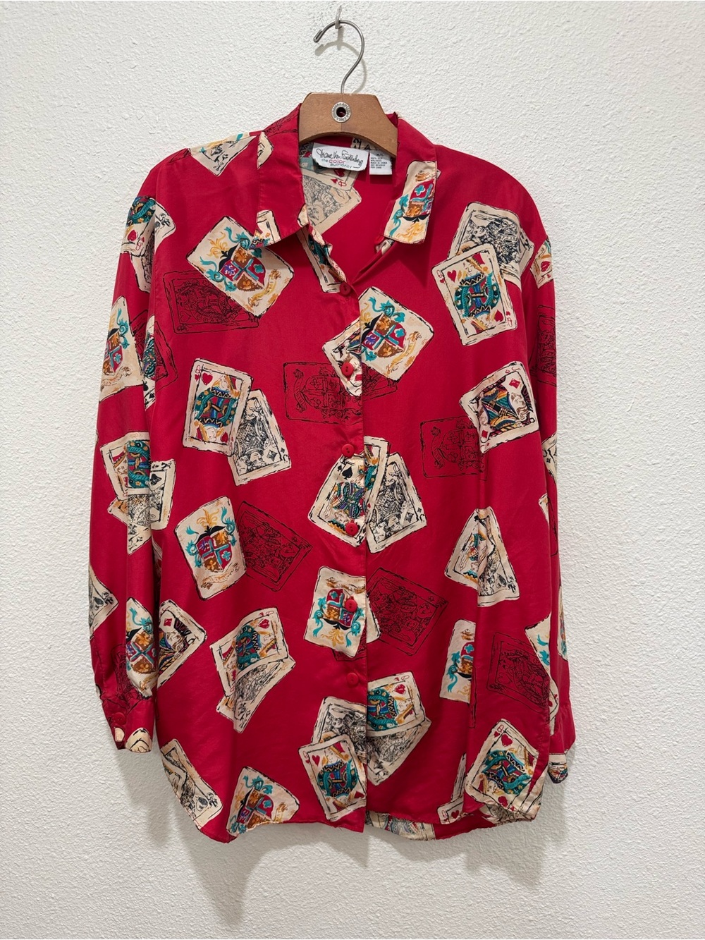 Diane Von Furstenberg The Color Authority Red Playing Card Print Button-Up Shirt
